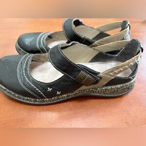 Rieker Black Flats with Strap